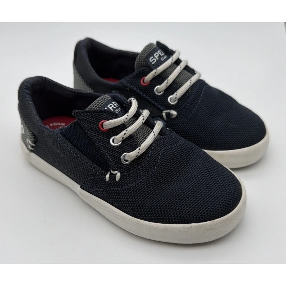 Sperry Toddler Nautical Navy Blue Sneakers Size 8.5 Slip Ons
